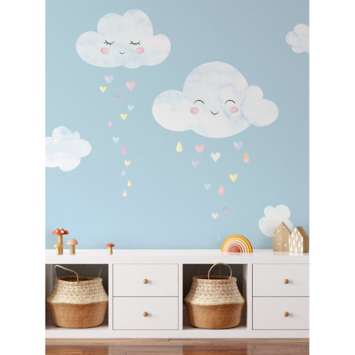 Zoomie Kids Clouds With Heart Rain Wall Decal & Reviews | Wayfair