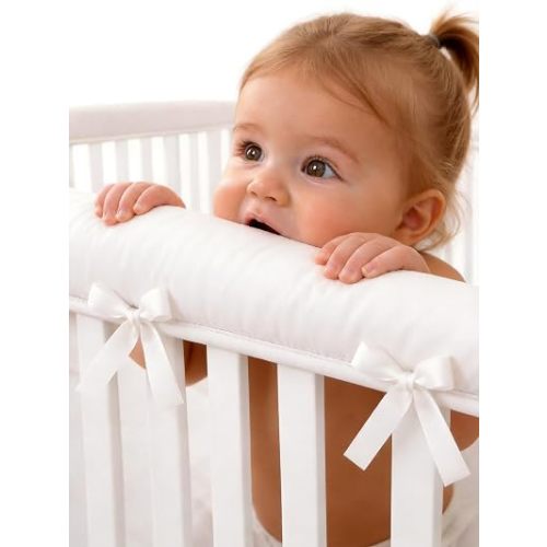 Tollder Comfort for Teething Stage, Edge Protector Strip Edge Wrap Cover Sets,Corner Bed Rail for Furniture (white-4pc)