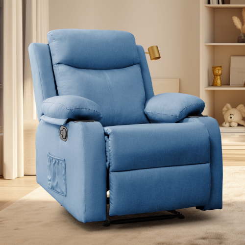 Korser Manual Small Recliner Chair with Fixed Base for Small Spaces Linen Fabric for Living Room,Blue