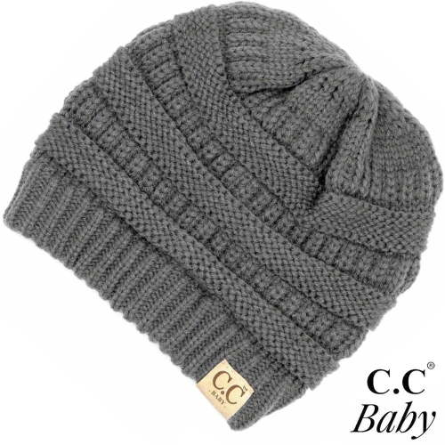 CC Baby Beanie Solid Knit Skully Newborn - 9 Months Beanie Hat in Grey - Soft, Warm Hats for Babies and Toddlers - Cozy Winter Wear