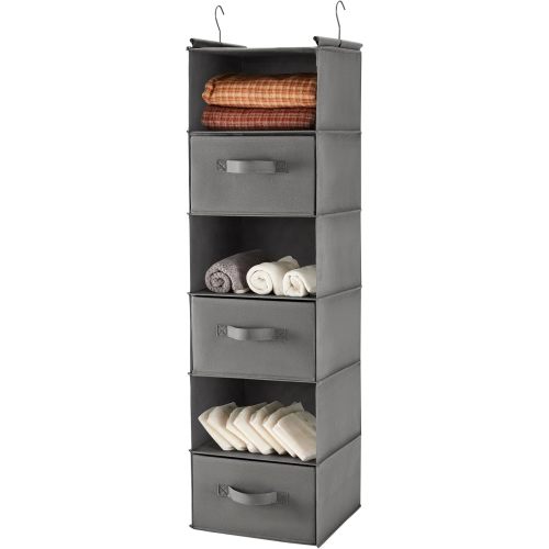 MAX Houser 6 Tier Shelf Hanging Closet Organizer, Closet Hanging Shelf with 2 Sturdy Hooks for Storage, Foldable (Grey-D3)