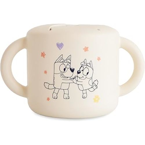 mushie x Bluey Silicone Snack Cup | Spill Proof Food Container for Toddler and Baby (Bluey Ivory)