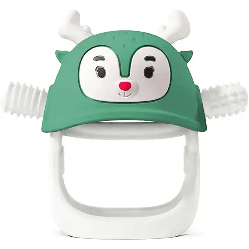 Smily Mia Reindeer Baby Teether Toys for 0-6Months, Baby Teething Toothbrush for 4Months Old Baby Boy, Hand Hold Baby Teething Toys for 3-6Months, Pine Green