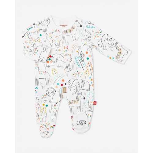 Magnetic Me 100% Organic Cotton Magnetic Footie Pjs in Darjeeling Dasmask