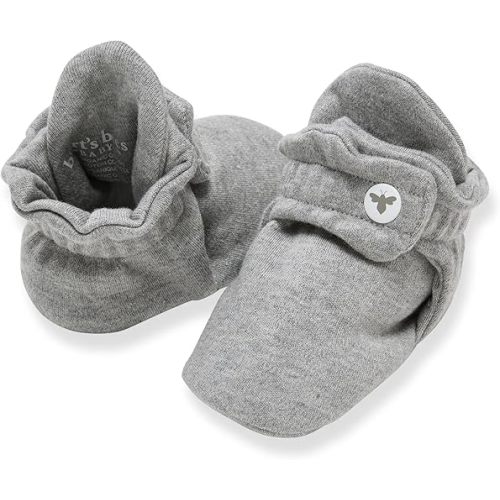 Burt’s Bees Baby Adjustable Baby Booties, 100% Organic Cotton, Easy On and Off Snap Boots, Snug Fit - Baby Essential