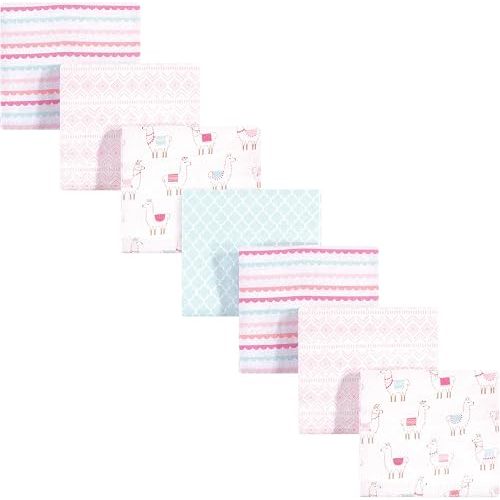 Hudson Baby Unisex Baby Cotton Flannel Receiving Blankets Bundle, Llama, One Size