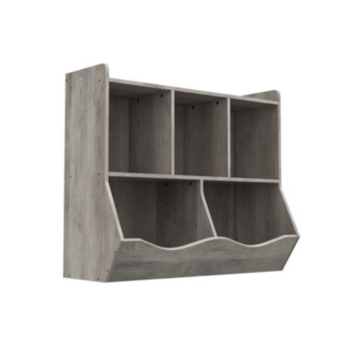 Wooden 3-Tier Kids Bookcase and Toy Organizer, 5-Section Storage Rack for Books and Toys, Toddler Cabinet & Footboard, Ideal for Nursery, Playroom