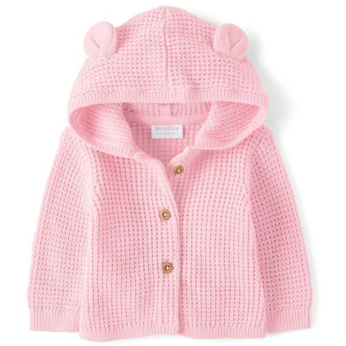 The Children's Place Baby Girls Long Sleeve Bear Cardigan Pink 6-9 M