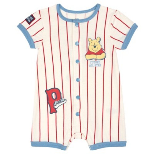 Disney Winnie the Pooh Baby Boys' Printed Short Sleeve Jersey Coverall with Snap Closure Light Blue 3-6 Months