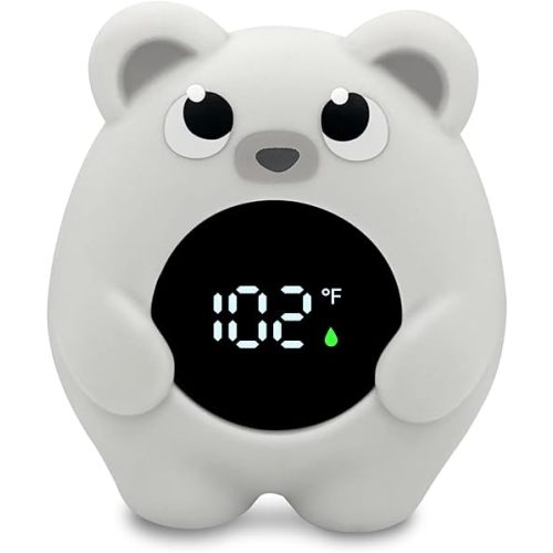 Baby Bath Thermometer - Safety Bathtub Thermometer & Room Thermometer with Water Temperature Warning - Floating Bear Baby Bath Tub Toy for Toddlers Girls Boys Newborn Kids, Grey
