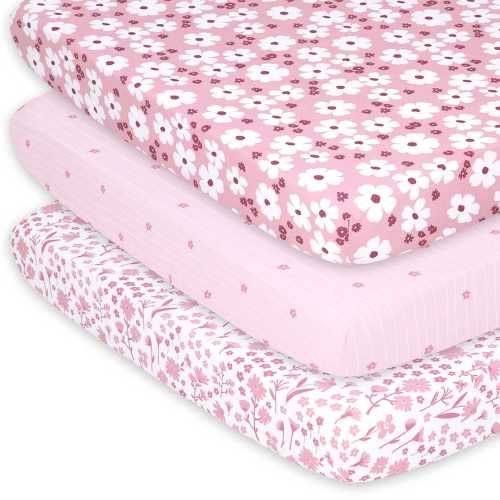 Daisy Playard Mini Crib Sheets, 3-Pack