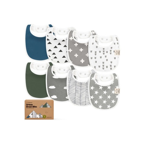 8-Pack Baby Drool Bibs, One Size