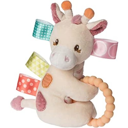 Mary Meyer Taggies Soft Baby Rattle with Teether Ring and Sensory Tags, 6-Inches, Tilly Giraffe