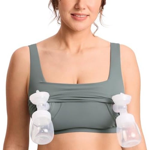 MOMANDA Pumping Bra Longline Square Neck Sleeveless Maternity Workout Tank Tops for Women