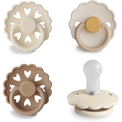 FRIGG SilkySoft Silicone Baby Pacifier 4-Pack Snowflake Dream | Made in Denmark | BPA-Free (6-18 Months)