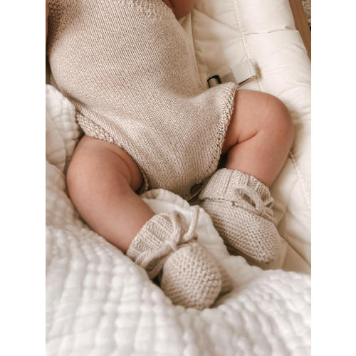 Luna + Luca Organic Booties - Heather Beige