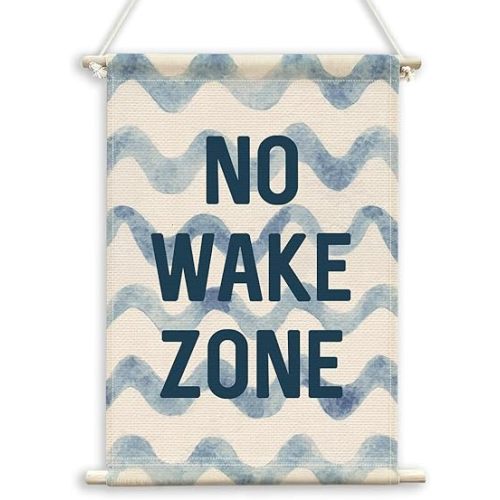 QWFFNBMU No Wake Zone Beach Room Wall Decor, Ocean Nursery Poster Hanger, Surf Playroom Wall Art Canvas Flag Banner Decor for Home Boys Girls Room Toddler Kids Room