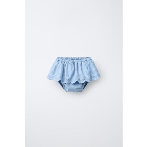 RUFFLED DENIM SKIRT UNDERWEAR - Mid-blue | ZARA United States