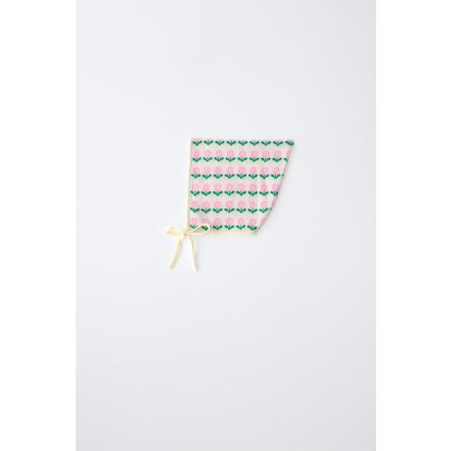 FLORAL JACQUARD KNIT BONNET - Ecru | ZARA United States