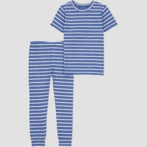 Carter's Just One You® Toddler Boys' 2pc Short Sleeve Comfy Soft Snug Fit Striped Pajama Set - Navy Blue 18M