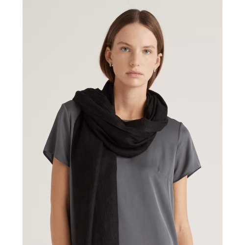 Breastfeeding Shawl - 100% European Linen Scarf in Black