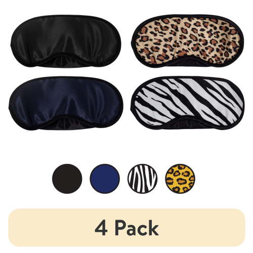 (4 pack) Spa Bella Satin Sleep Mask, Assorted Colors