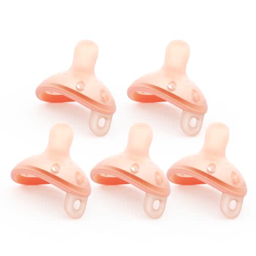 Garkoko Baby Pacifiers 0-6 Month, Breast Like Shape Soft Silicone Newborn Pacifiers 0-3 Months with Large Air Holes, BPA-Free, 5pcs