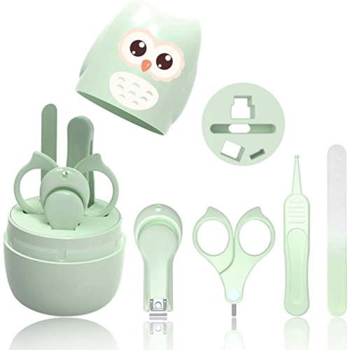AAOMASSR Baby Grooming Kit with Cute owl Case, Baby Nail Clippers, Scissor, Nail File & Tweezer | Baby Manicure Kit and Pedicure kit for Newborn, Infant & Toddler