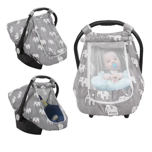 Car Seat Covers for Babies, Large Window Baby Car Seat Covers, Stretchy Carseat Canopy with Breathable Peekaboo, Kick-Proof & Windproof Infant Carseat Cover for Boys Girls - TikTok Shop