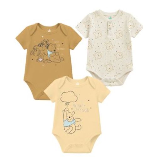 Baby Boys' or Baby Girls' Winnie the Pooh Short-Sleeve Bodysuit, 3-Pack