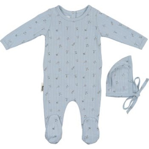 Pointelle Leaves Footie & Hat Set