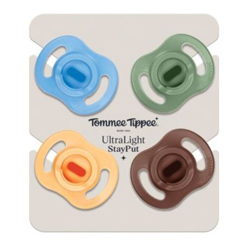 Tommee Tippee Ultra-Light Stay Put Silicone Pacifier 18-36 Months - Blue & Green - 4pk: BPA-Free