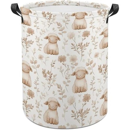 Cute Sheep Floral Kids Laundry Basket Kids Toys Storage Bin Gift Baskets Collapsible Clothes Storage Organizer For Home Room Decor