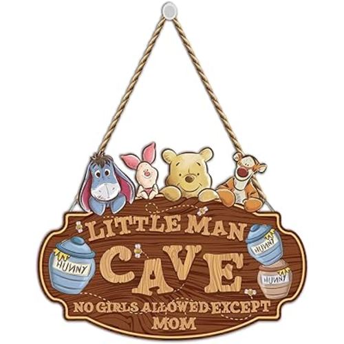Classic Winnie Nursery Decor, Winnie Baby Room Hanging Wall Art Decoration, the Pooh Baby Decor for Little Boy, Winnie Baby Decor, Boys Cave Wooden Sign, Perfect for Baby Shower Room Decor