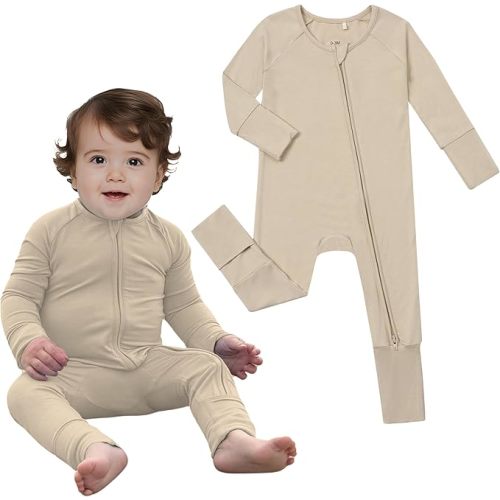 Ultra-Soft Convertible Baby Pajamas, Viscose from Bamboo, Sleepers for Boys & Girls Newborn to 24 Months, Zipper Footless PJs