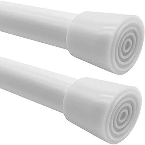 Spring Short Tension Small Curtain Rod for 30 to 42 inch, Pack of 2, White
