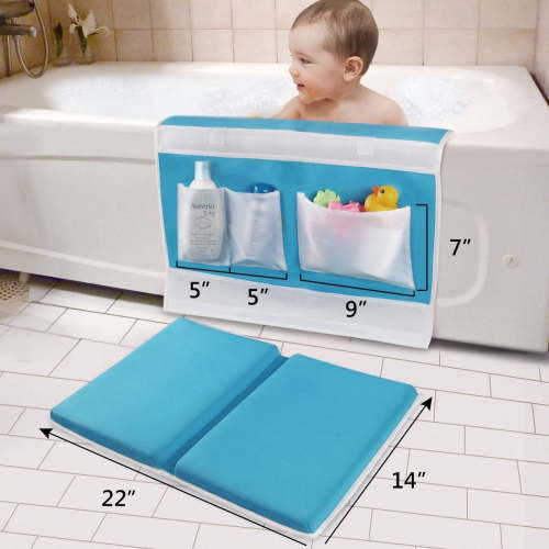 Baby Bath Kneeler Pad with Toy Organizer - Elbow Rest Padding for Baby Bath, Garden Work, Exercise, Yoga Blue