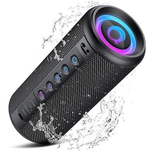 Portable Bluetooth Speaker, 2026 Bluetooth 5.4 Wireless Speaker with 20W HD Loud Stereo Sound, TWS Pairing, 20H playtime, RGB Lights, IP7, Built-in Mic, for Outdoor, Home, Beach, Party, Gift, Black