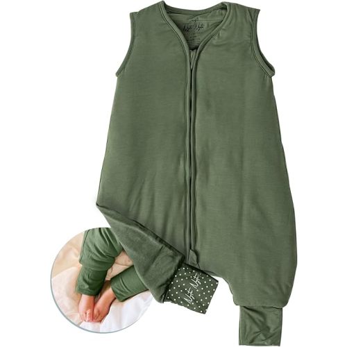 Nyte Nyte Baby 1.0 TOG 6-12M Green Bamboo Sleep Sack with Feet & Anti Slip Grip - Baby Sleepsack with Feet- Toddler Sleeping Sack for Early Walker- Wearable Blanket Toddler Sleep Sack…