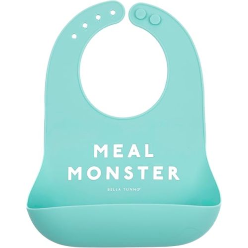 Bella Tunno Wonder Bib – Waterproof Silicone Bibs for Boys & Girls, Non-toxic & BPA Free Silicone Baby Bibs & Toddler Bibs with Adjustable Neck, Easy to Clean (Meal Monster)