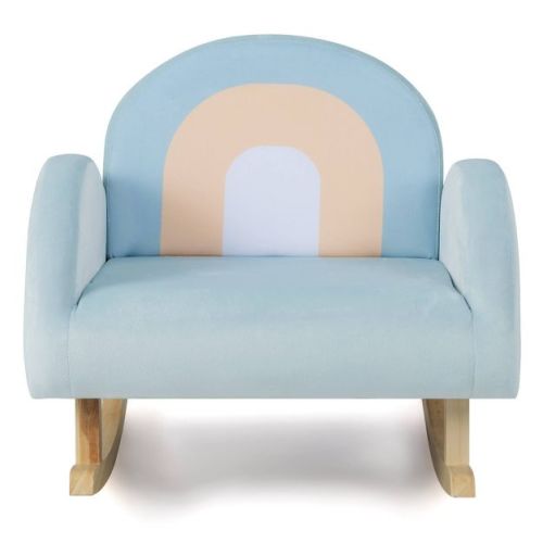 Infans Toddler Rocking Chair Children's Upholstered Velvet Rocker Kids Armchair Blue