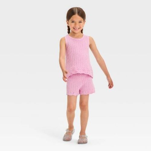 Grayson Mini Toddler Girls' Crochet Tank and Pull-On Shorts Set - Pink