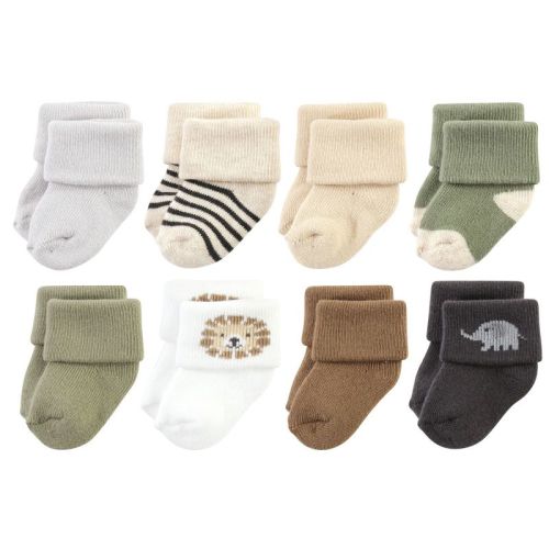 Hudson Baby Infant Boy Cotton Rich Newborn and Terry Socks, Brave Lion