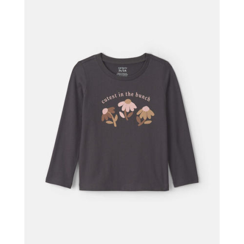 Toddler Girl 'Cutest In The Bunch' Flower Long-Sleeve Graphic Tee - Black | Carter's