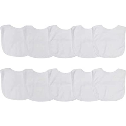Neat Solutions 2-Ply Knit Terry Solid Color Feeder Bibs in White - 10 Count(Pack of 1)