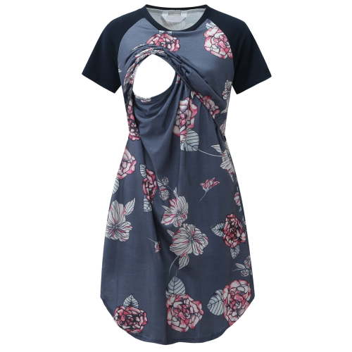 zttd womens maternity casual short sleeve nursing dress nightdress for breastfeeding