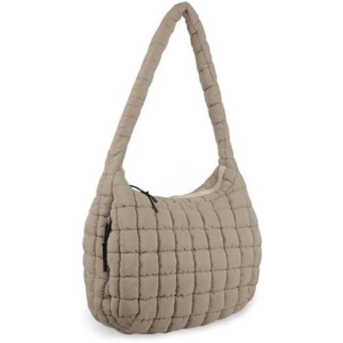 Quilted Puffer Tote Bag Purse Puffy Crossbody Shoulder Bag,Lightweight Nylon Hobo Bag Puffer Carryall Bag for Women Girl