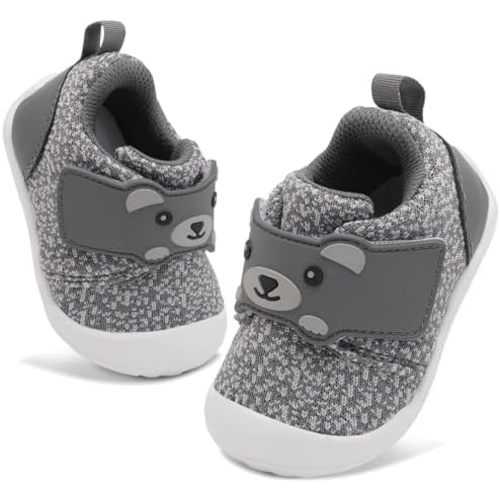 FEETCITY Baby Walking Shoes Wide Baby Shoes Boys Girls Infant Sneakers Crib Shoes Breathable Toddler Barefoot Shoes Slip On Shoes