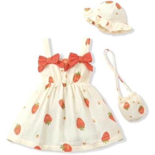 Renotemy Baby Girl Dress Toddler Girl Clothes Summer Outfits Gifts Casual Cotton Linen Bow Sundress Infant Dresses for Girls