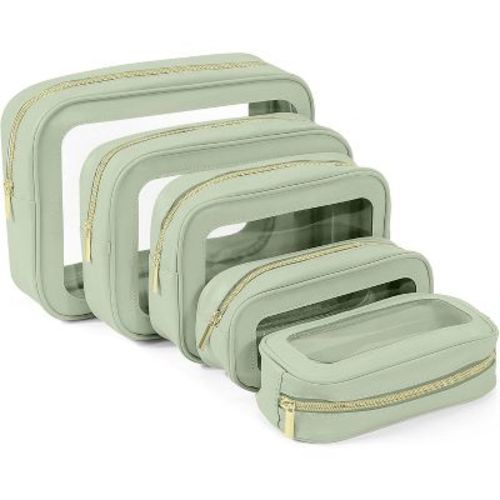 5PCS Diaper Bag Organizer Pouch Set, TSA Approved Toiletry Bag,Clear Waterproof TPU Makeup Bag Set Travel Organizer